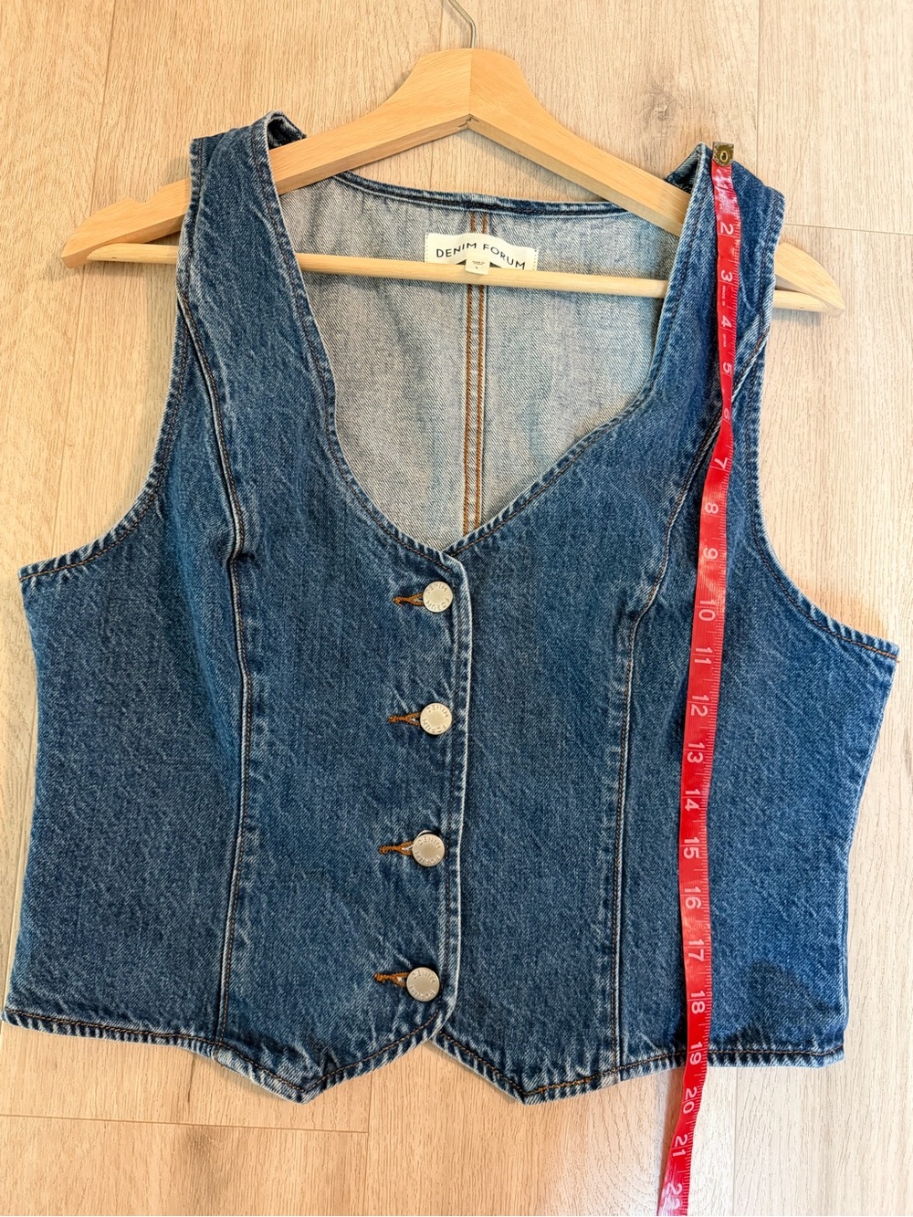 Women's Dark Blue Denim Button Vest size Large - Picture 6 of 7